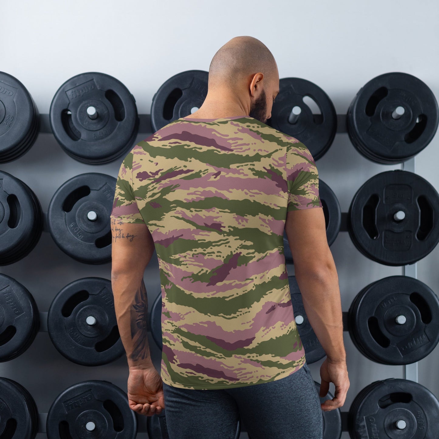 Russian Tiger Stripe Kamysh PFO CAMO Mens Athletic T-shirt - T-Shirts