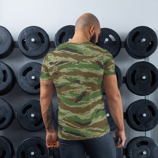 Russian Tiger Stripe Kamysh REX CAMO Mens Athletic T-shirt - T-Shirts