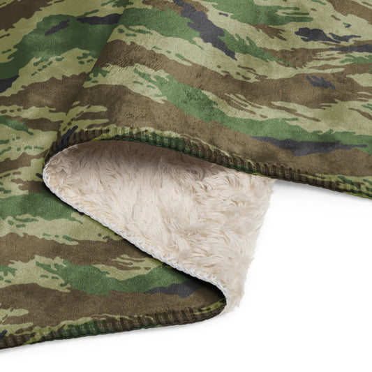 Russian Tiger Stripe Kamysh REX CAMO Sherpa blanket - Blankets