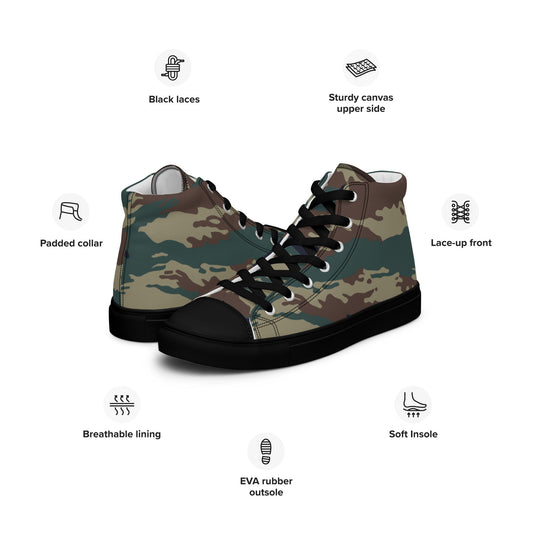 Russian Tiger Stripe Kamysh SPLAV CAMO Mens high top canvas shoes - High Top Canvas Shoes