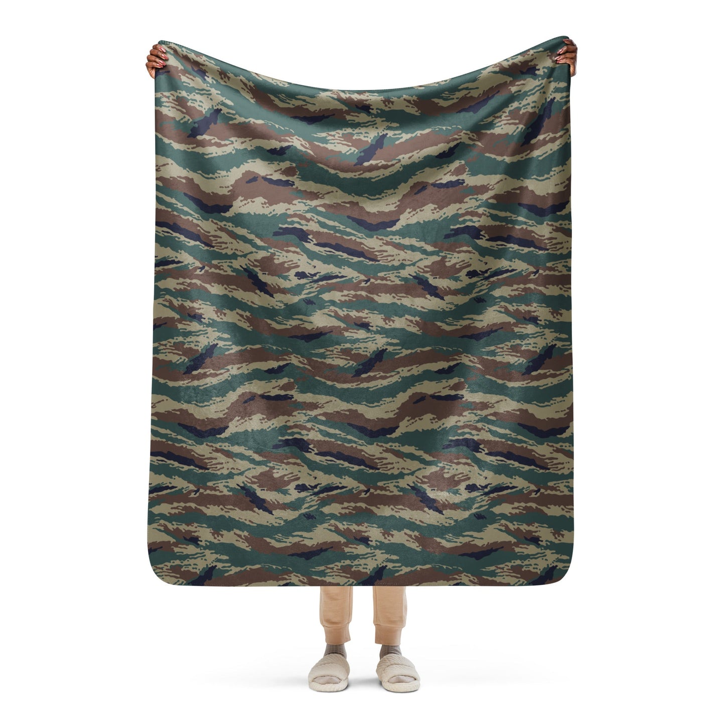 Russian Tiger Stripe Kamysh SPLAV CAMO Sherpa blanket - 50″×60″ - Blankets
