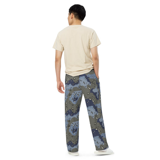 Saudi Chocolate Chip Desert Urban Blue CAMO unisex wide-leg pants - Wide-leg Pants