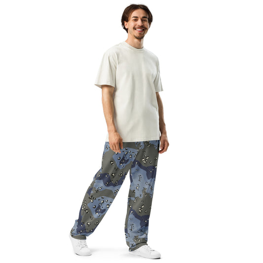 Saudi Chocolate Chip Desert Urban Blue CAMO Wide-leg joggers - Joggers