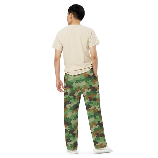 Serbian Oak Leaf Woodland CAMO unisex wide-leg pants - Wide-leg Pants