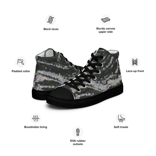 South Korean ROK Digital Tiger Stripe CAMO Mens high top canvas shoes - High Top Canvas Shoes