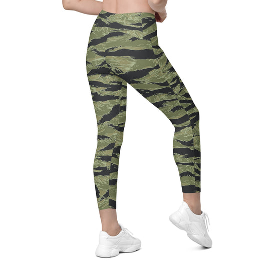 South Vietnamese Sea Wave Tiger Stripe CAMO Womens Leggings with Pockets
