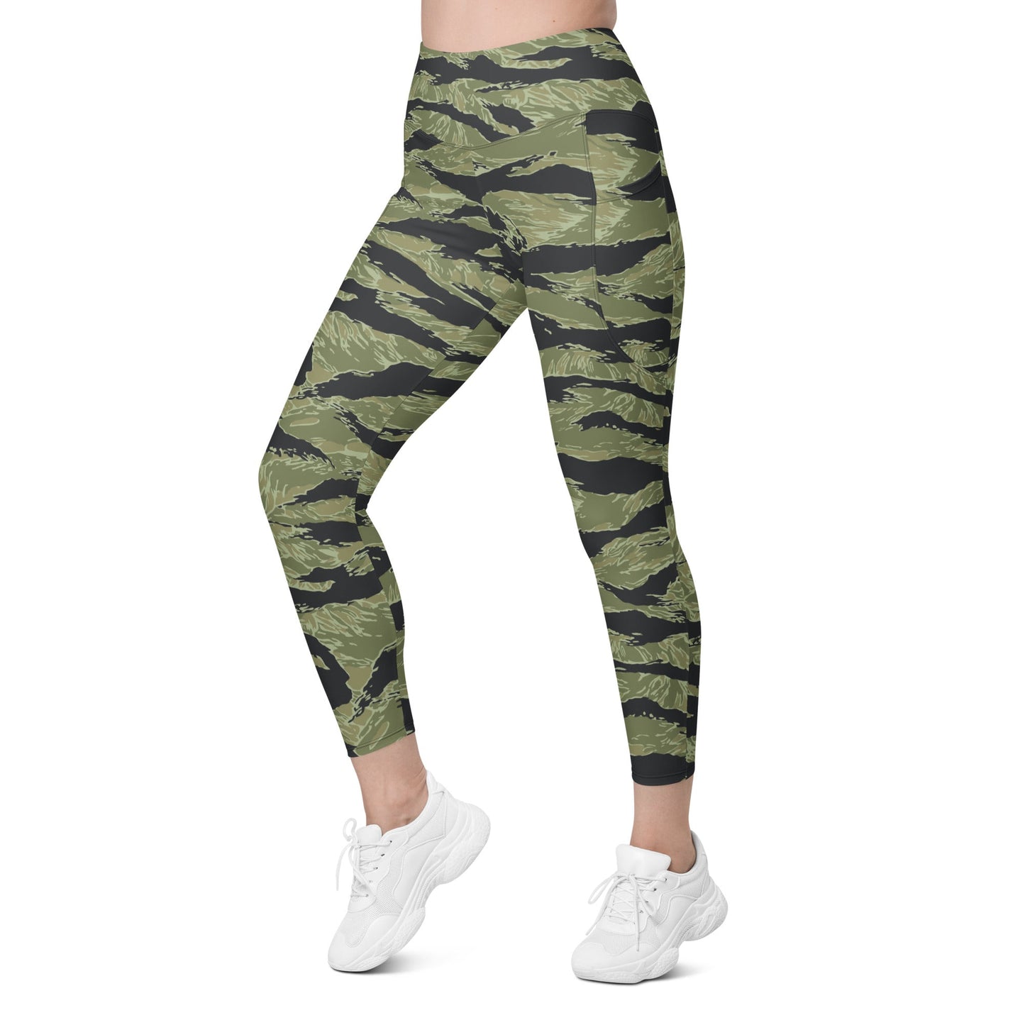 South Vietnamese Sea Wave Tiger Stripe CAMO Womens Leggings with Pockets