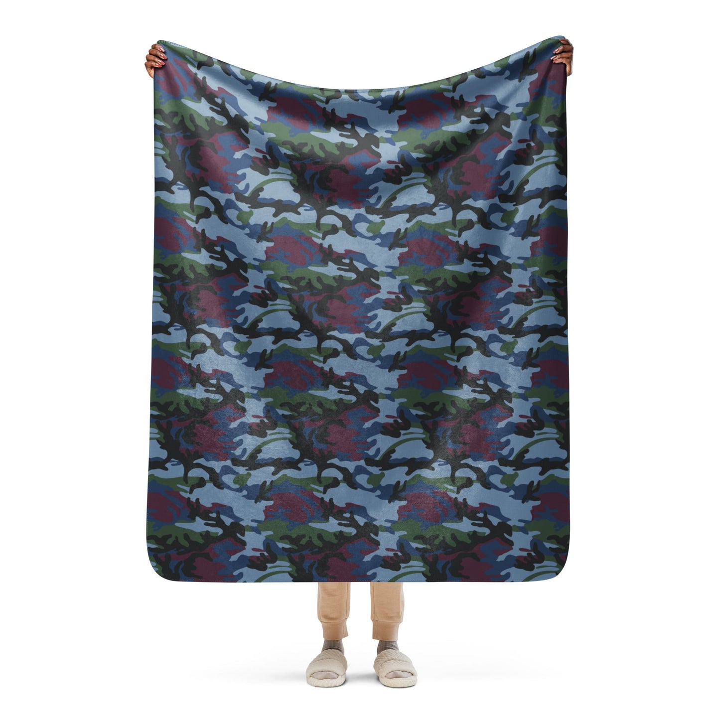 Street Fighter Allied Nations Movie CAMO Sherpa Blanket - 50″×60″