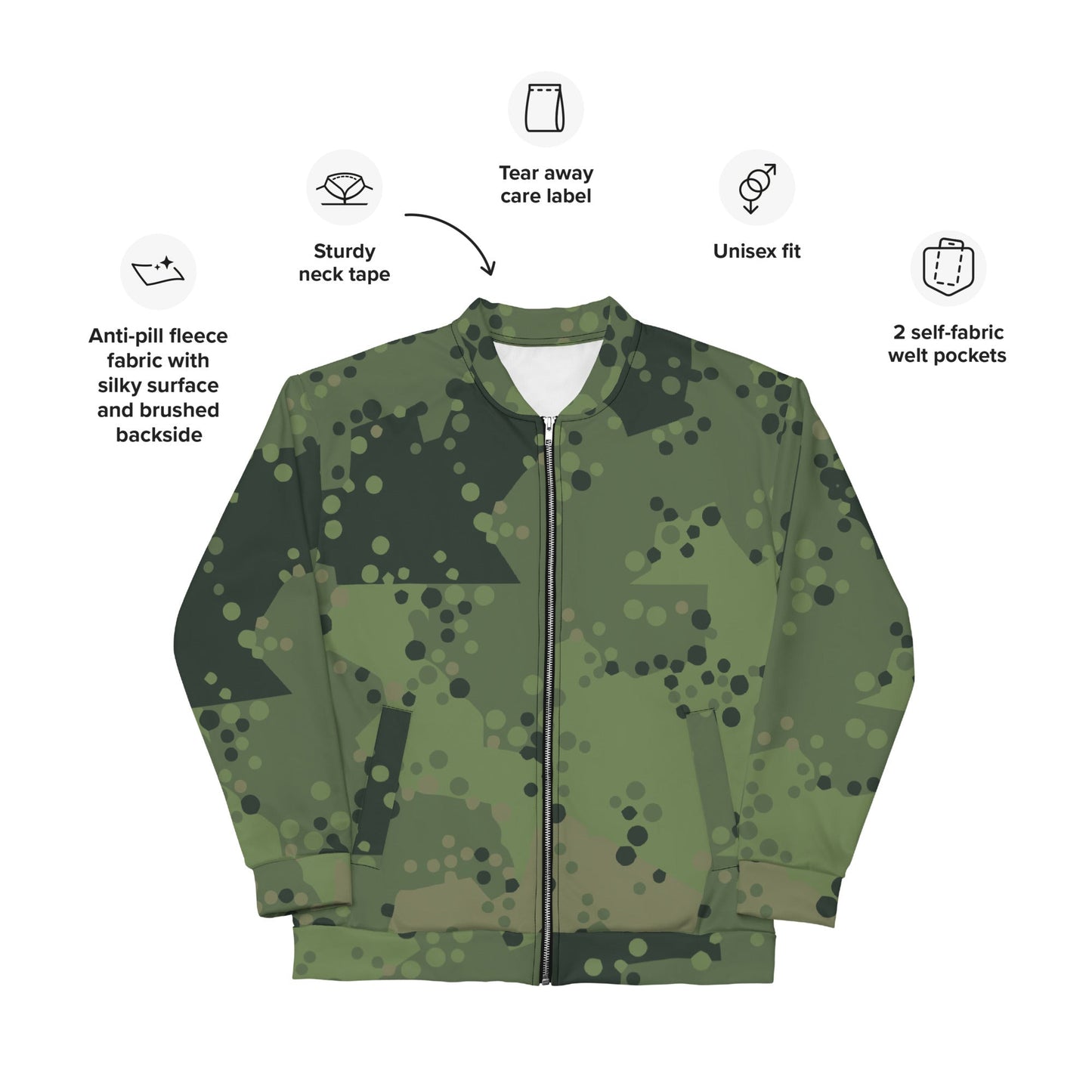 Swedish Barracuda Woodland CAMO Unisex Bomber Jacket - Jackets