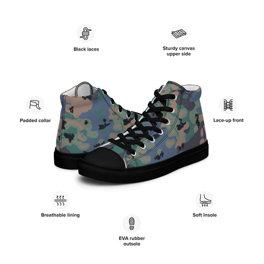 Swedish Experimental CAMO Mens high top canvas shoes - High Top Canvas Shoes