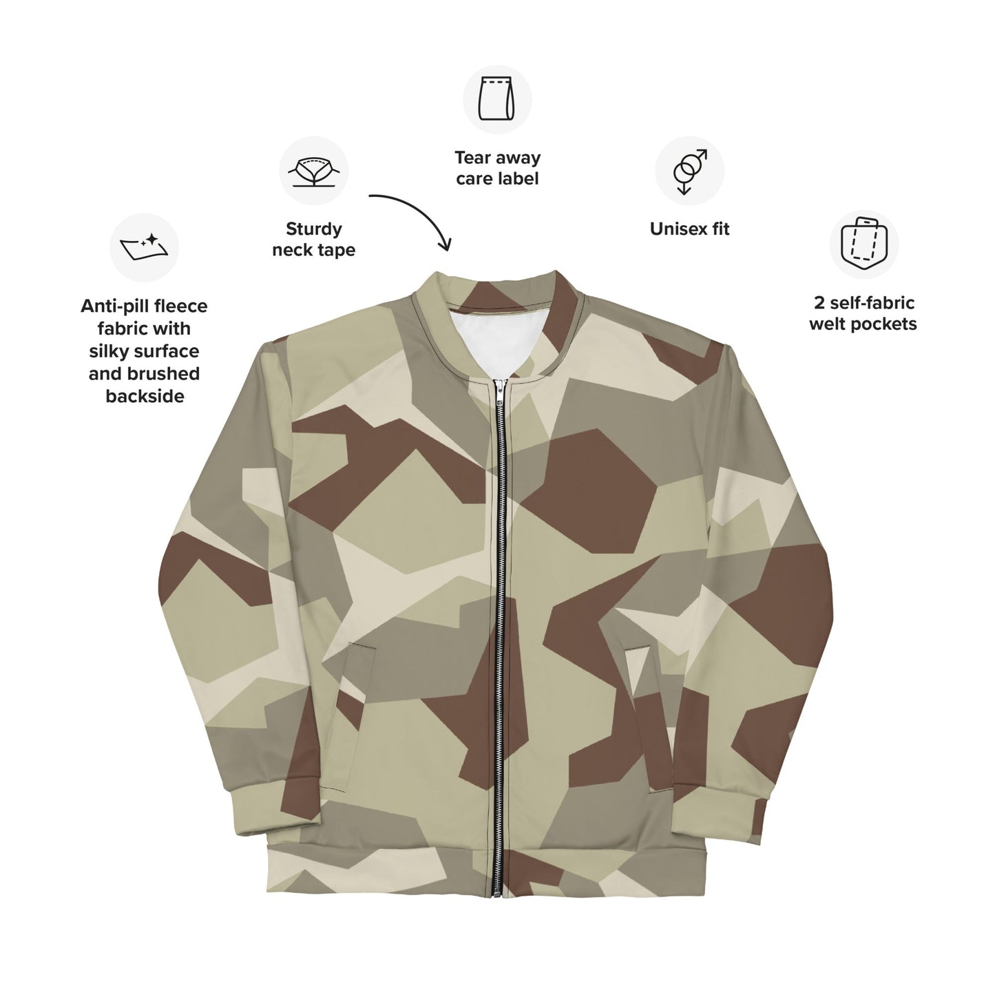 Swedish M90 Desert CAMO Unisex Bomber Jacket - Jackets