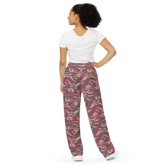 Syrian Lizard Red CAMO unisex wide-leg pants - Wide-leg Pants