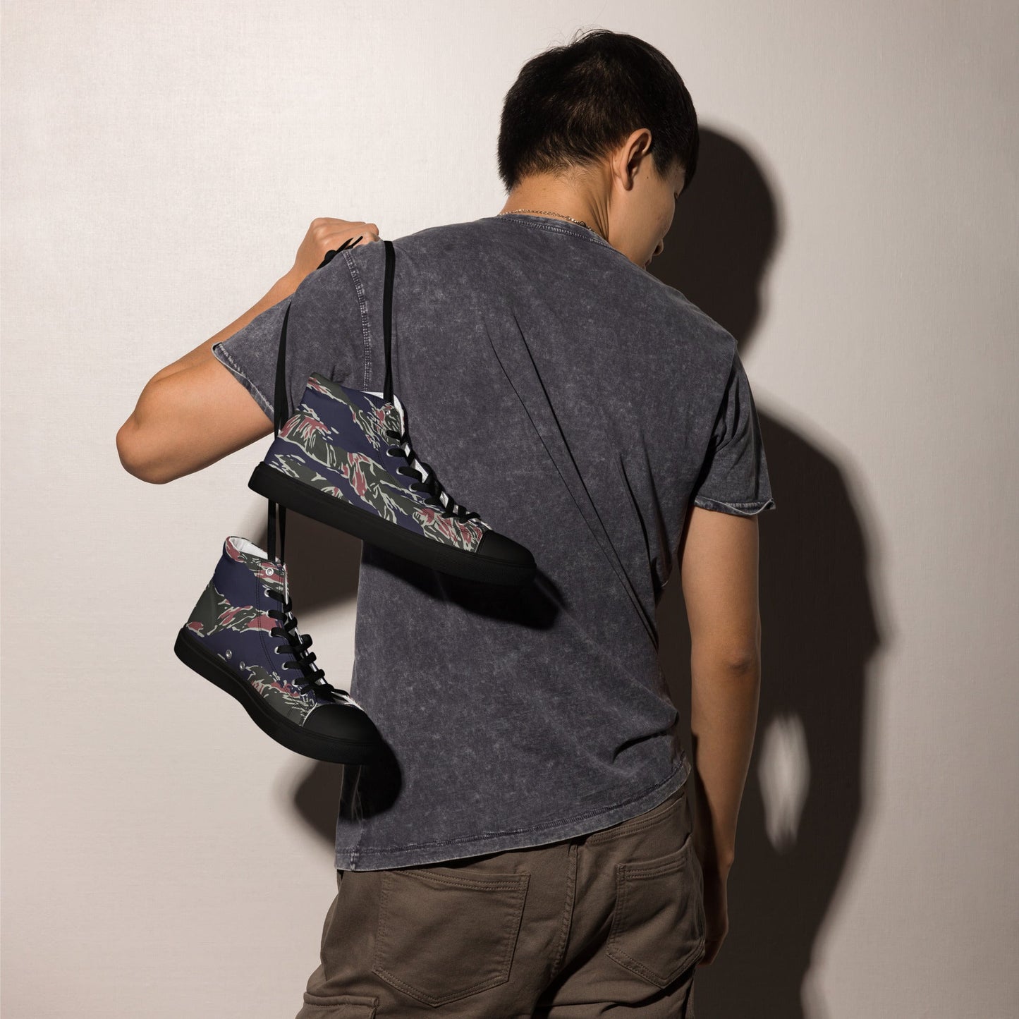 Thailand Tiger Stripe CAMO Mens High-Top Canvas Shoes