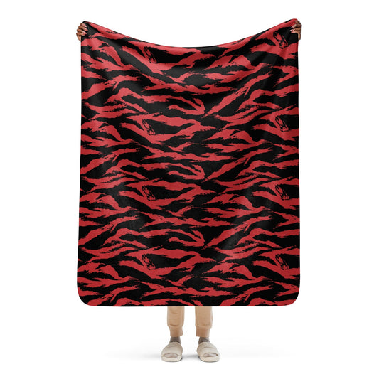 Modern Warfare Tiger Stripe Red and Black CAMO Sherpa blanket - 50″×60″ - Blankets