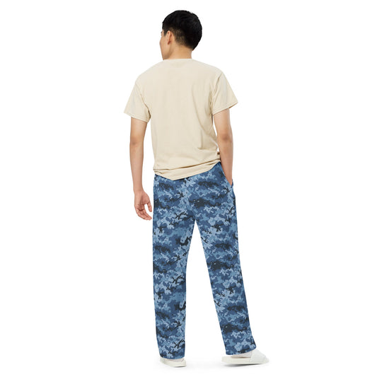 Ukrainian MM14 Navy CAMO unisex wide-leg pants - Wide-leg Pants