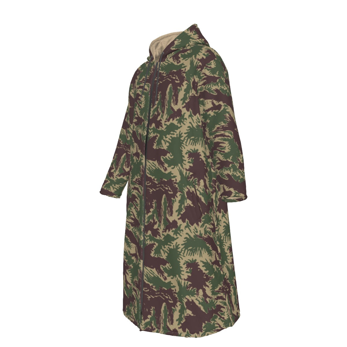 South Vietnamese Starburst CAMO Men's Sherpa Zip Up Long Coat