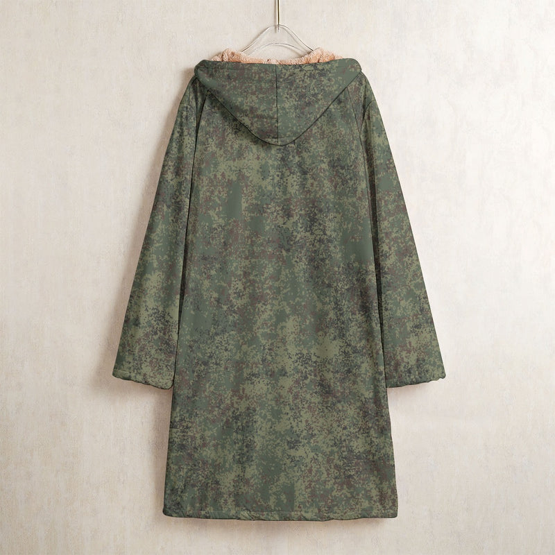 Digital Eastern Forest Veil CAMO Men's Horn Button Long Fleece Coat
