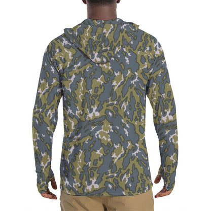Barvikha Tundra Russian CAMO Mens Sunscreen Sports Hoodie With Thumb Holes