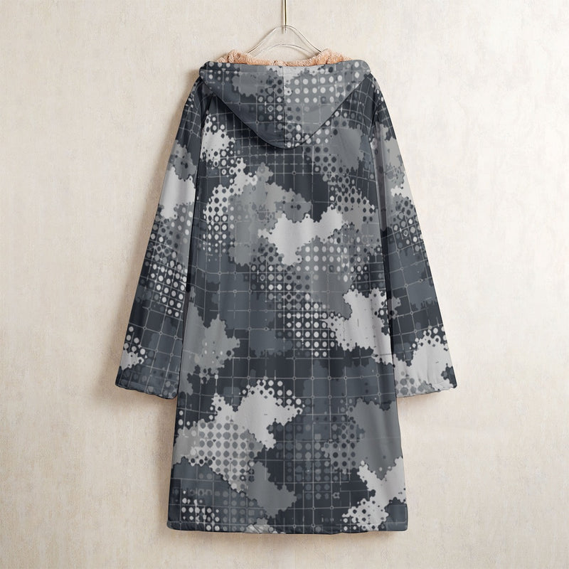 Gridveil Phantom Urban CAMO Men's Horn Button Long Fleece Coat