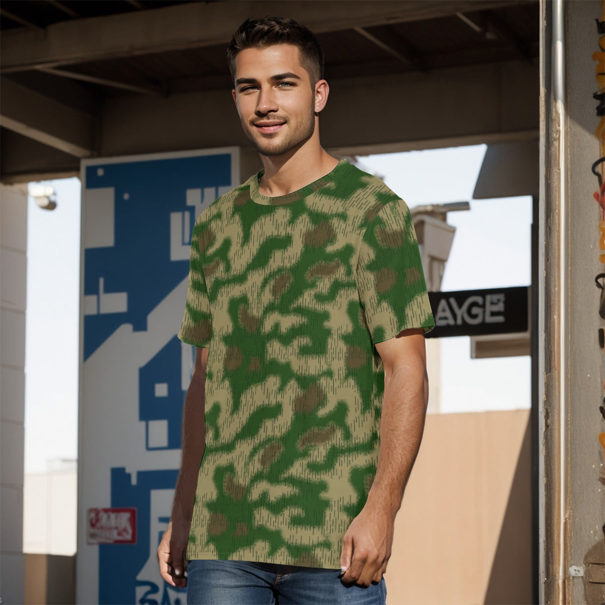 German WW2 Sumpfmuster Marsh CAMO Men's 100% Cotton T-Shirt