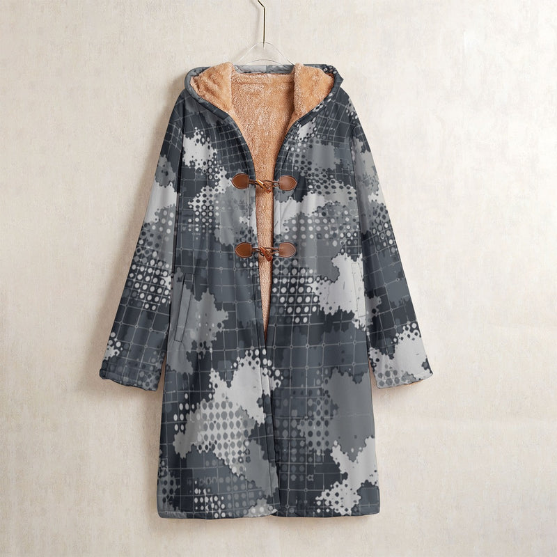 Gridveil Phantom Urban CAMO Men's Horn Button Long Fleece Coat