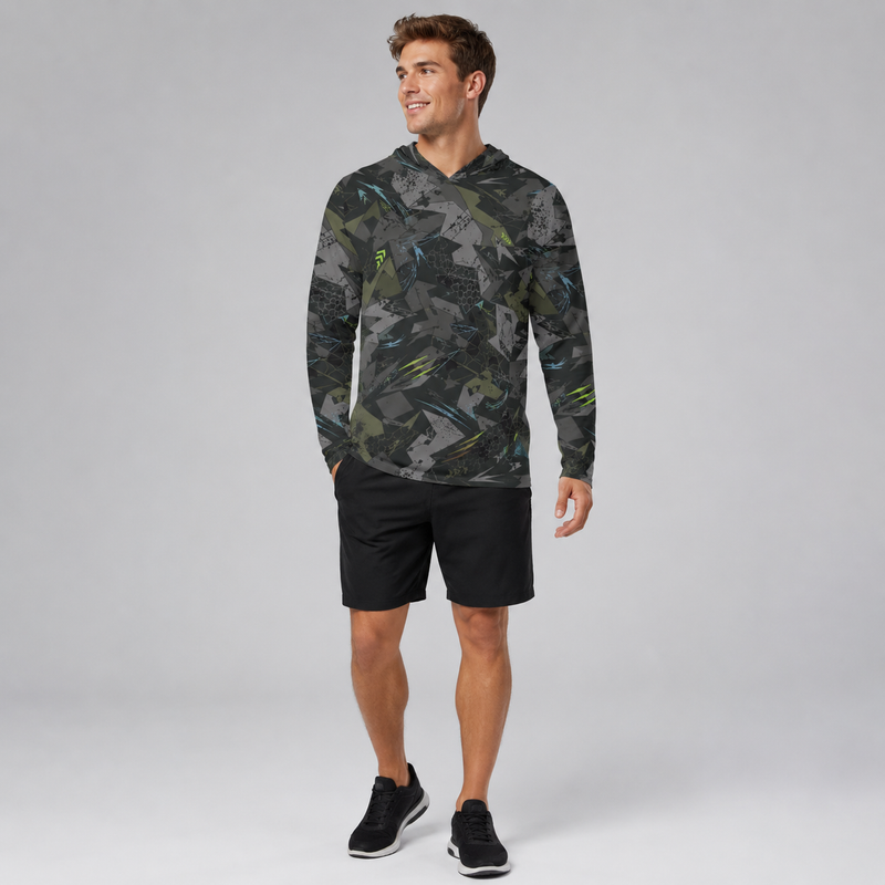 Spider Wall Reflex CAMO Mens Sunscreen Sports Hoodie With Thumb Holes
