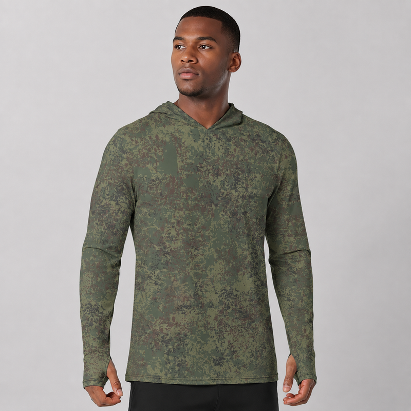 Digital Eastern Forest Veil CAMO Mens Sunscreen Sports Hoodie With Thumb Holes