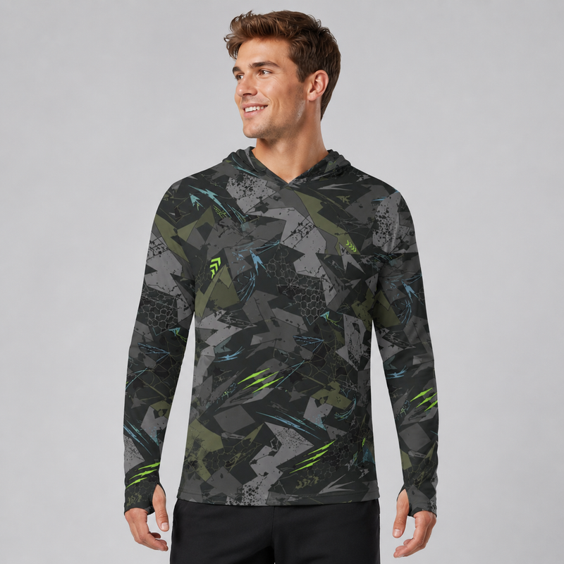 Spider Wall Reflex CAMO Mens Sunscreen Sports Hoodie With Thumb Holes