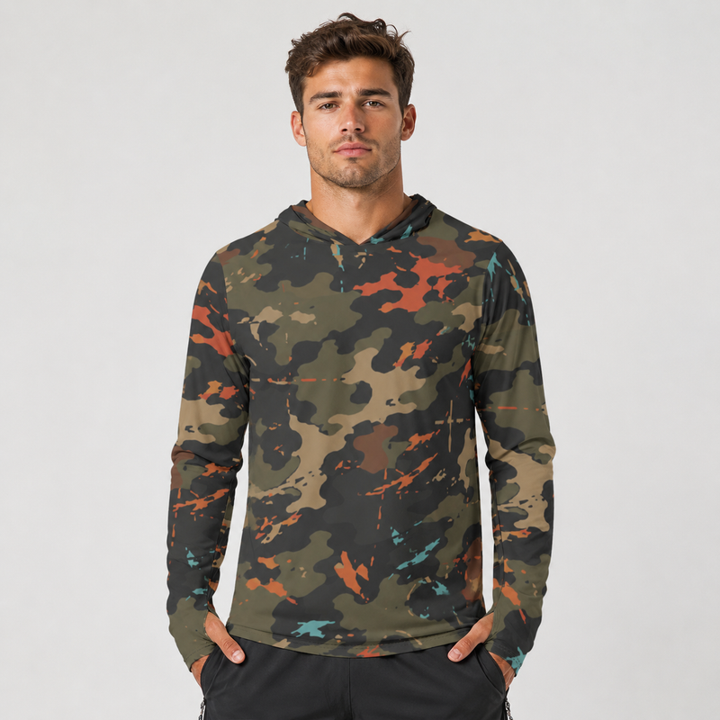 Friendly Fire Team Kill CAMO Mens Sunscreen Sports Hoodie With Thumb Holes