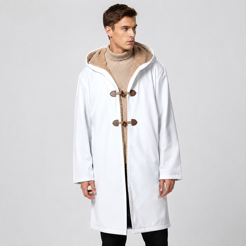KLMK Red Dawn CAMO Men's Horn Button Fleece Long Coat