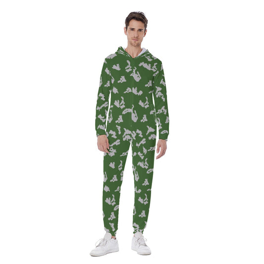 Russian KLMK Sunray Serebryanyi CAMO Mens Hooded Jumpsuit - S / White