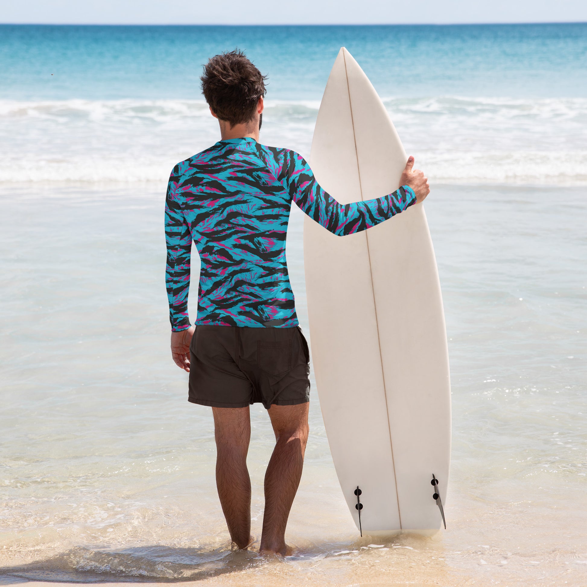 American Miami Vice Tiger Stripe CAMO Mens Long-Sleeve Rash Guard