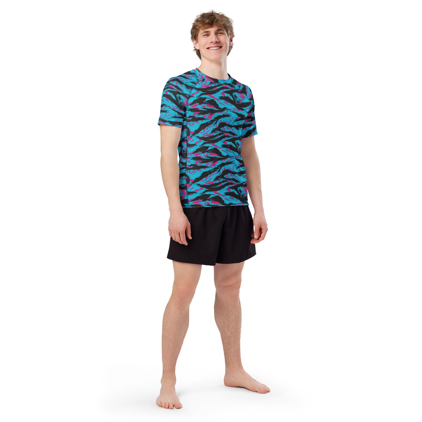 American Miami Vice Tiger Stripe CAMO Mens Short-Sleeve Rash Guard