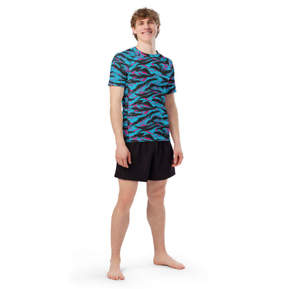 American Miami Vice Tiger Stripe CAMO Mens Short-Sleeve Rash Guard