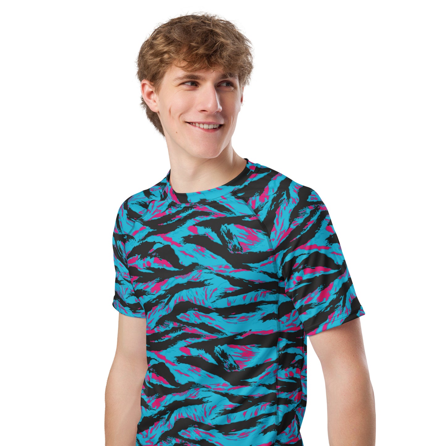 American Miami Vice Tiger Stripe CAMO Mens Short-Sleeve Rash Guard