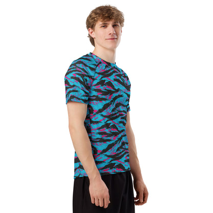 American Miami Vice Tiger Stripe CAMO Mens Short-Sleeve Rash Guard