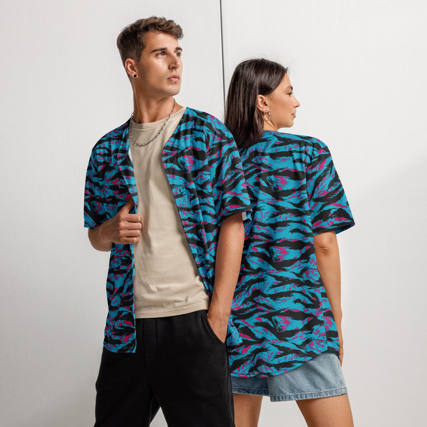 American Miami Vice Tiger Stripe CAMO Unisex Baseball Jersey - 2XS