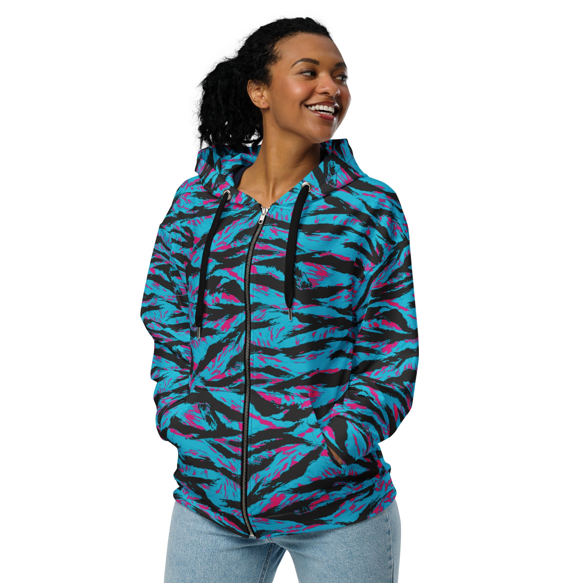 American Miami Vice Tiger Stripe CAMO Unisex Zip Hoodie
