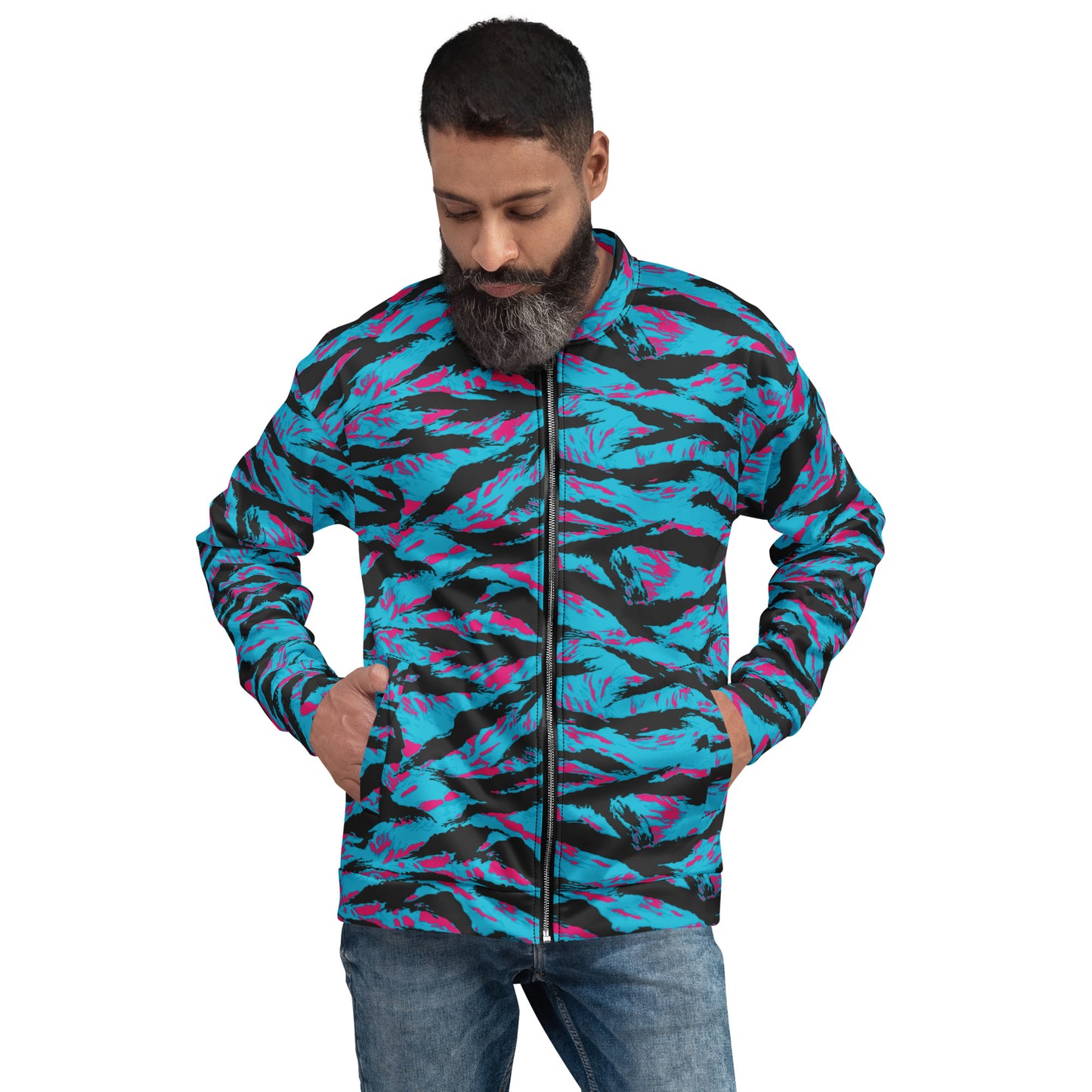 American Miami Vice Tiger Stripe CAMO Unisex Bomber Jacket - XS