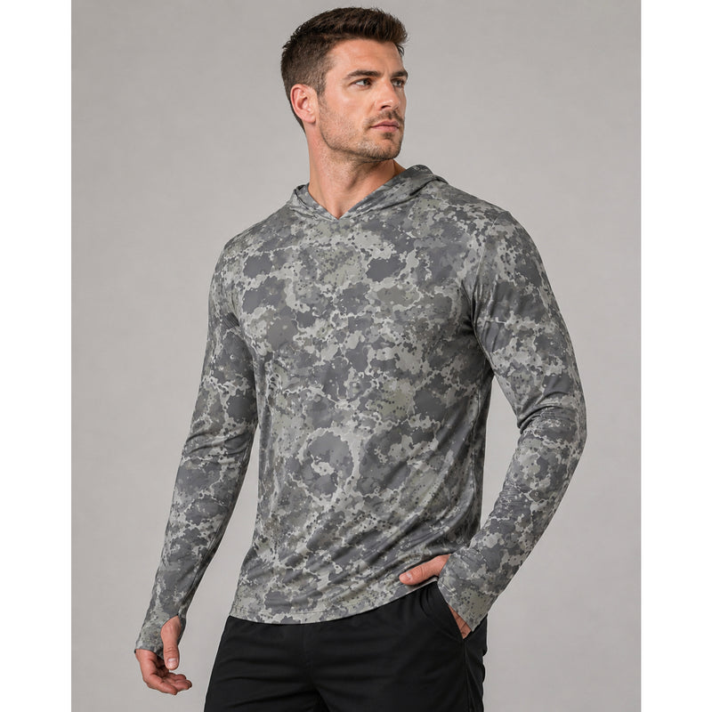 A2 Pandora Alpine CAMO Mens Sunscreen Sports Hoodie With Thumb Holes - S / White