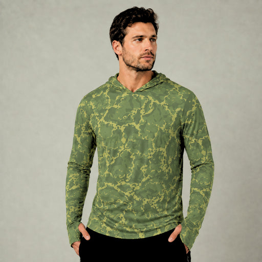 A2 Pandora Jungle CAMO Mens Sunscreen Sports Hoodie With Thumb Holes - S / White
