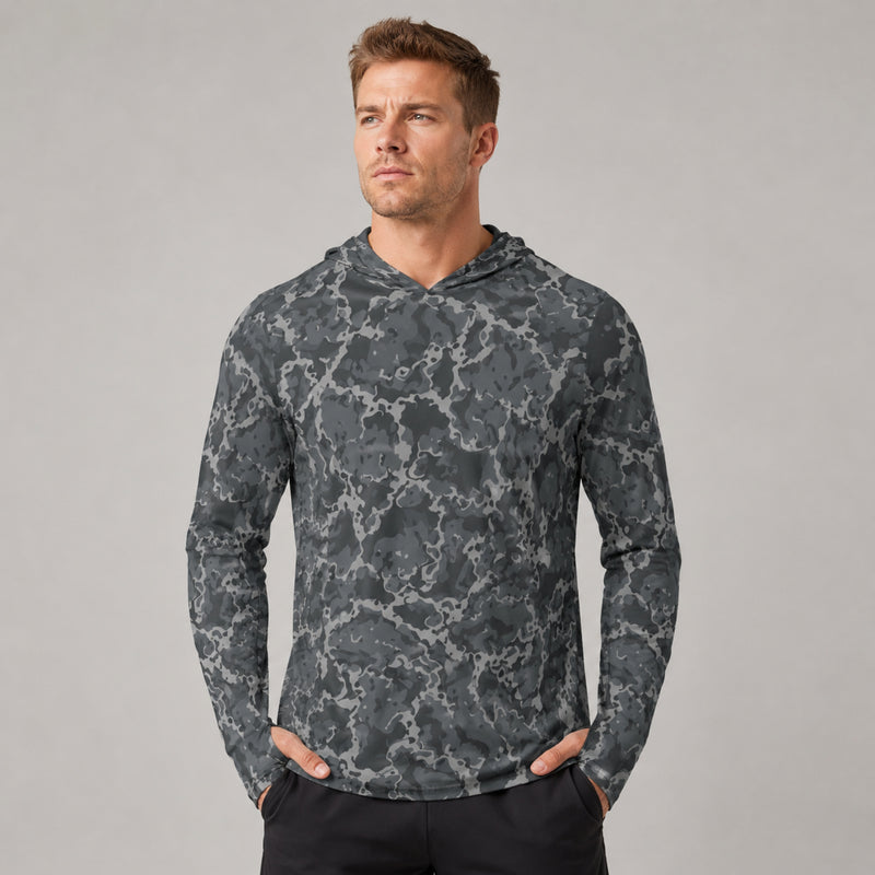 A2 Pandora Urban CAMO Mens Sunscreen Sports Hoodie With Thumb Holes - S / White