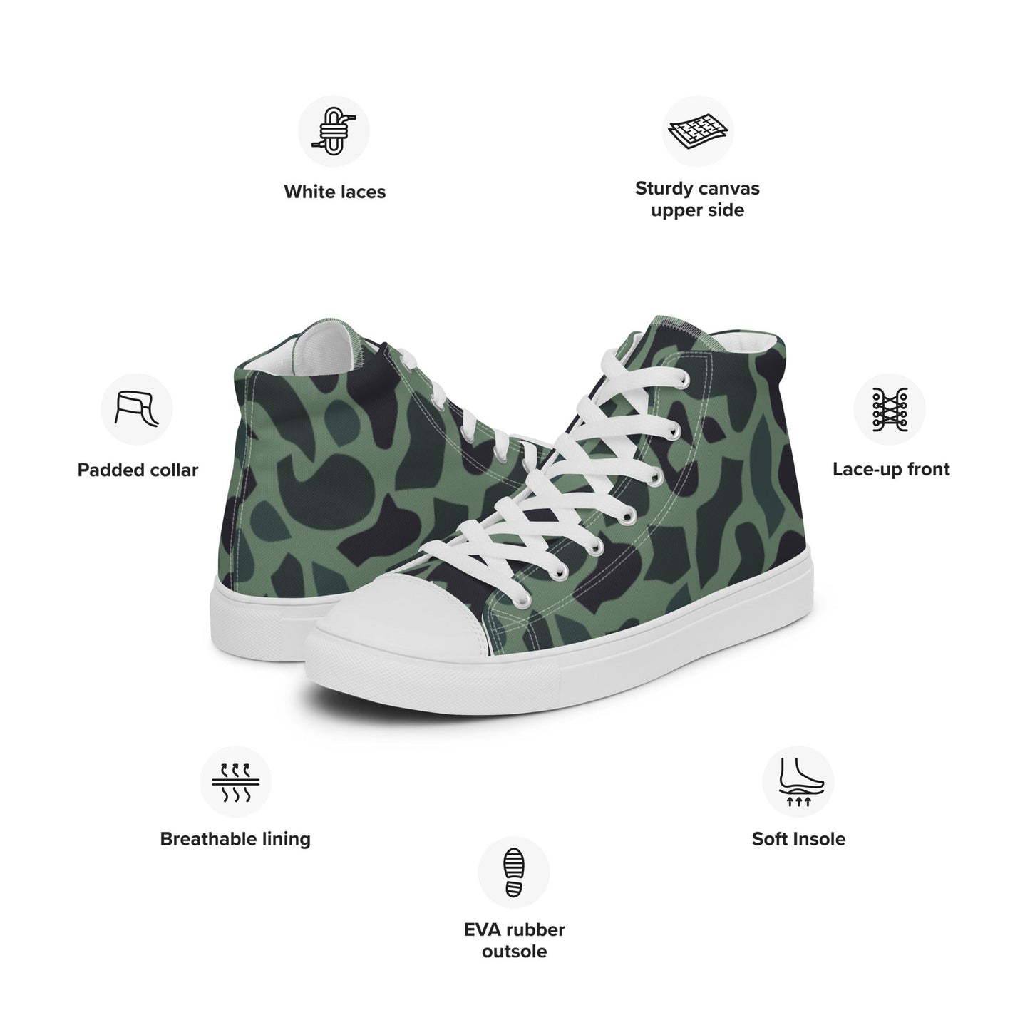 Afghanistan Duck Hunter Northern Alliance Spot CAMO Mens high top canvas shoes - High Top Canvas Shoes