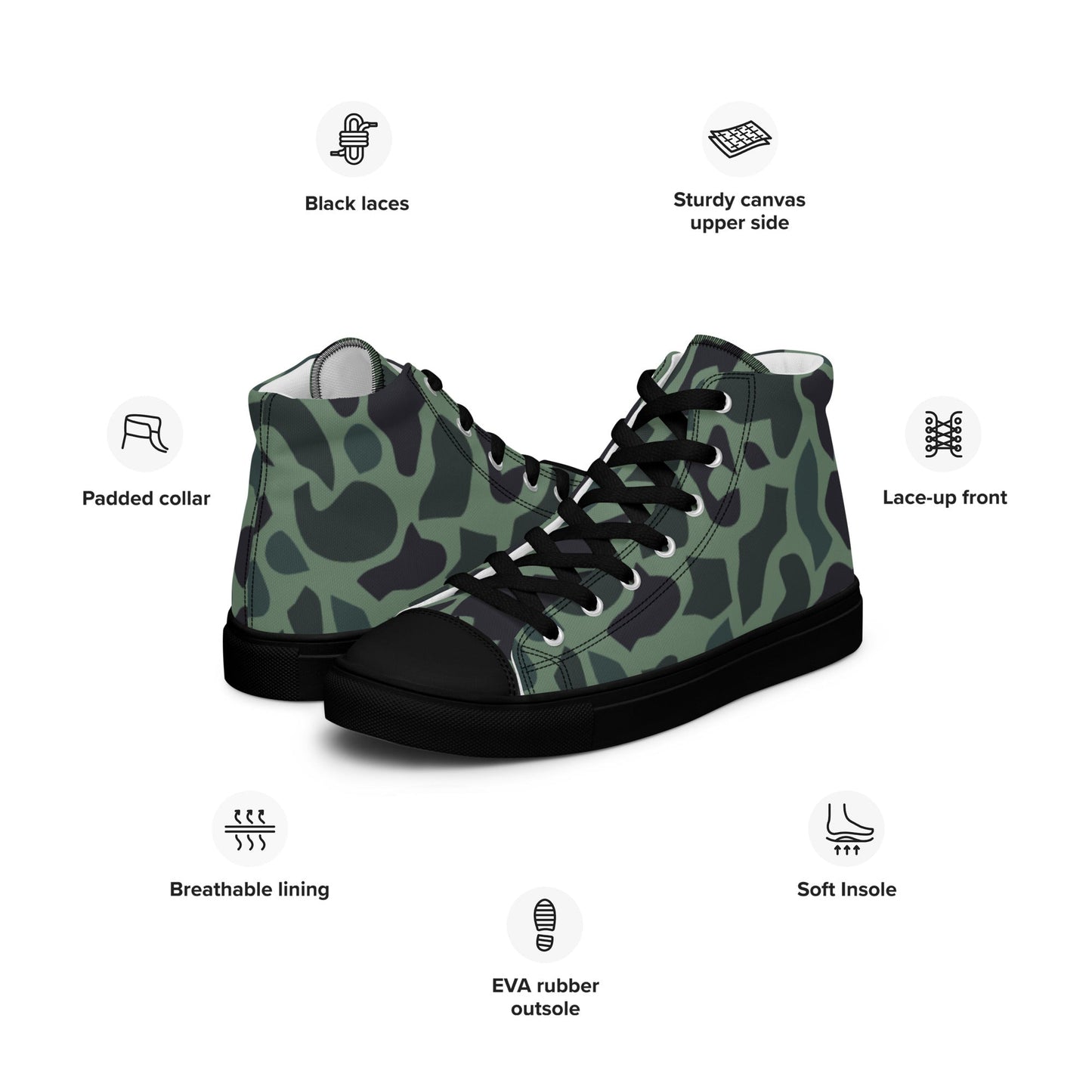 Afghanistan Duck Hunter Northern Alliance Spot CAMO Mens high top canvas shoes - High Top Canvas Shoes