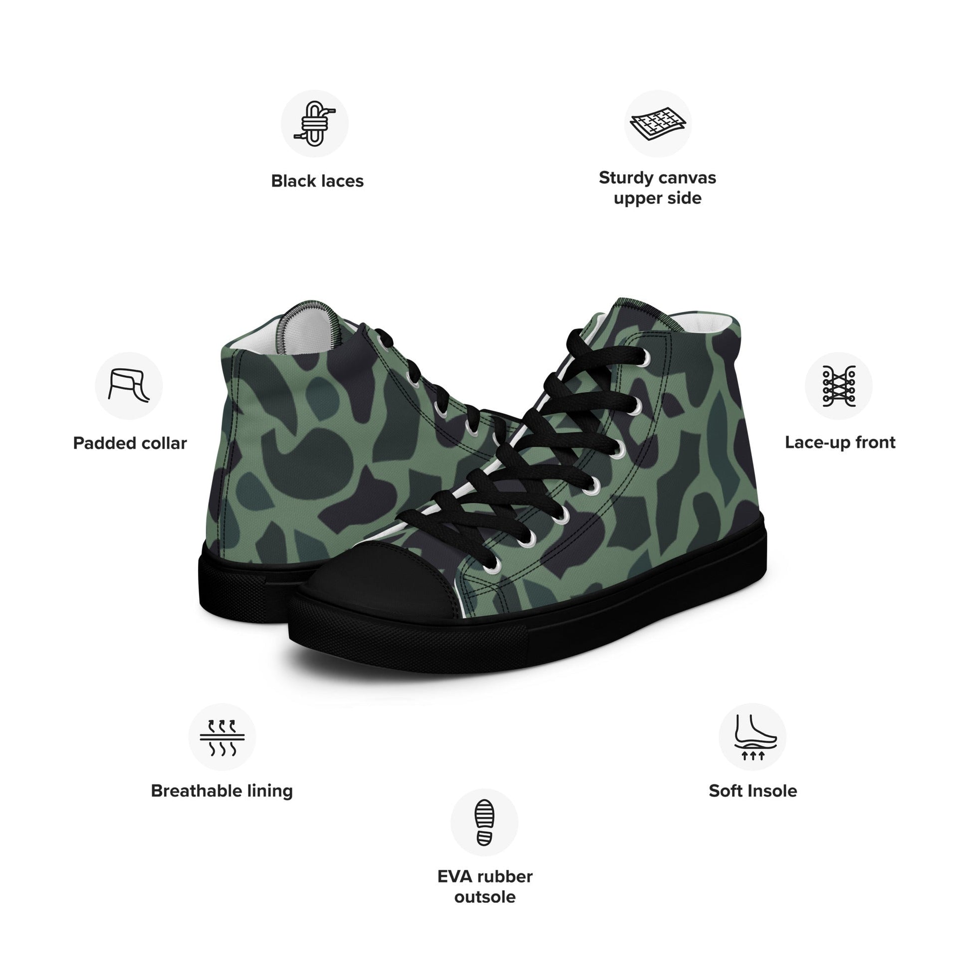 Afghanistan Duck Hunter Northern Alliance Spot CAMO Mens high top canvas shoes - High Top Canvas Shoes