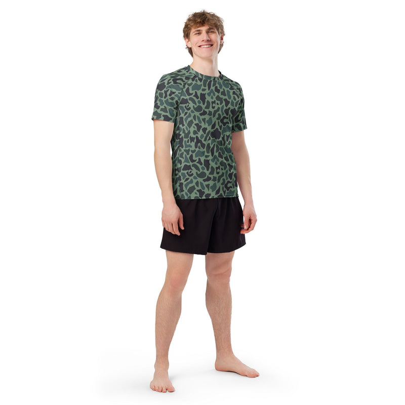 Duck Hunter Woodland Spot CAMO Mens Short-Sleeve Rash Guard - SS