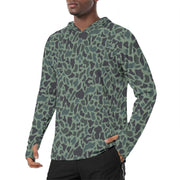 Duck Hunter Woodland Spot CAMO Mens Sunscreen Sports Hoodie With Thumb Holes