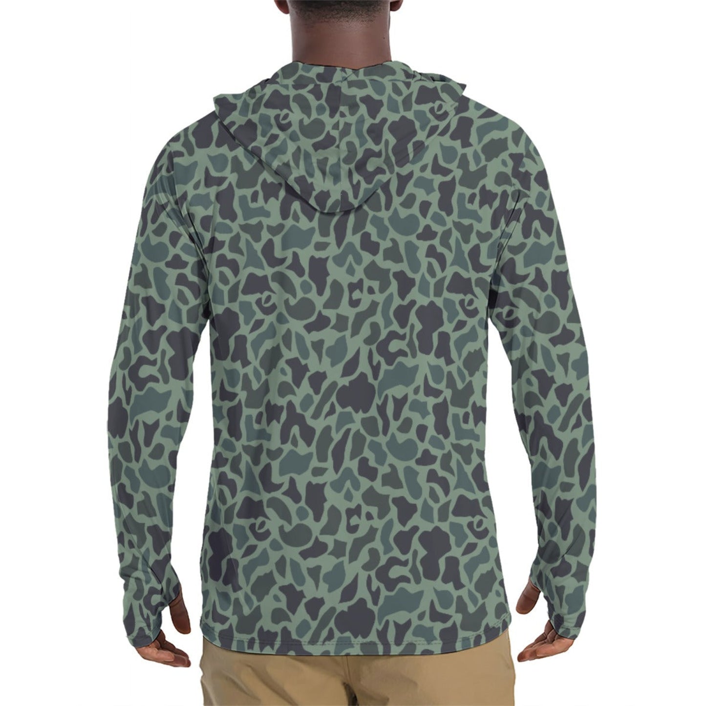 Afghanistan Duck Hunter Northern Alliance Spot CAMO Mens Sunscreen Sports Hoodie With Thumb Holes - S / White