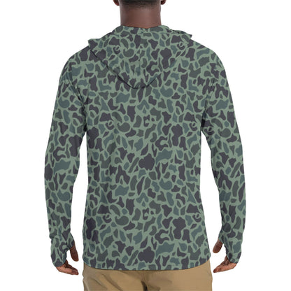 Afghanistan Duck Hunter Northern Alliance Spot CAMO Mens Sunscreen Sports Hoodie With Thumb Holes - S / White