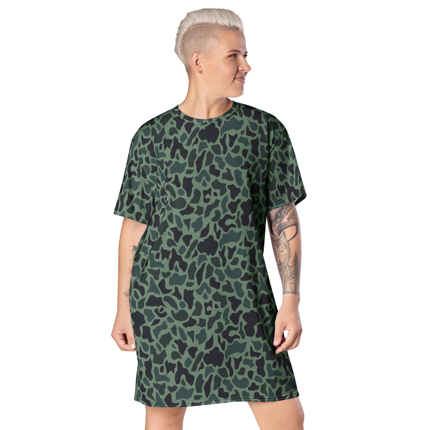 Afghanistan Duck Hunter Northern Alliance Spot CAMO T-shirt dress - 2XS - Womens T-Shirt Dresses